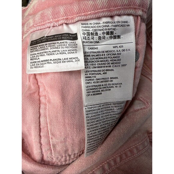 Levis Jeans Mens 33x30 Pink Cream 511 Slim Acid Wash Denim Pants Retro 80s - Picture 10 of 12